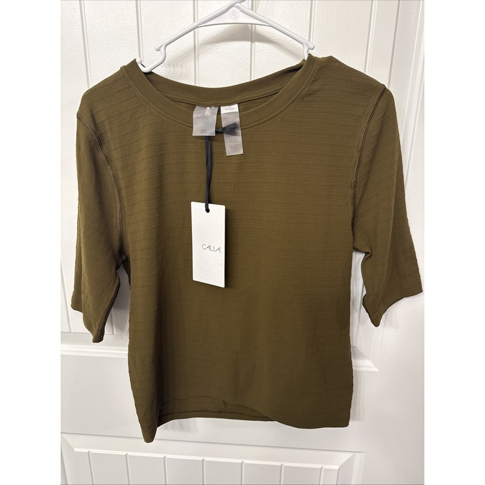 Calia Women's Top Size XXL Brown Seamless Crop Tee NWT